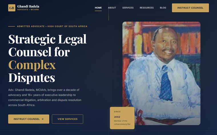 Adv. Ghandi Badela senior advocate website mockup