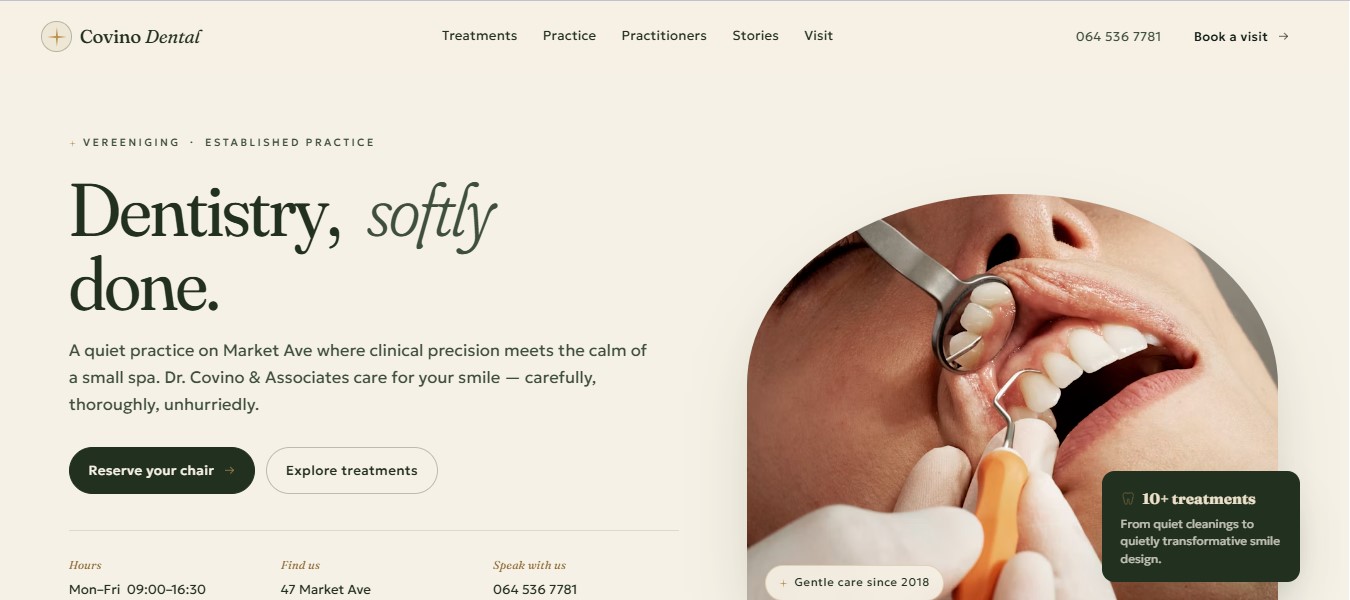 Covino Dental boutique dental practice website mockup