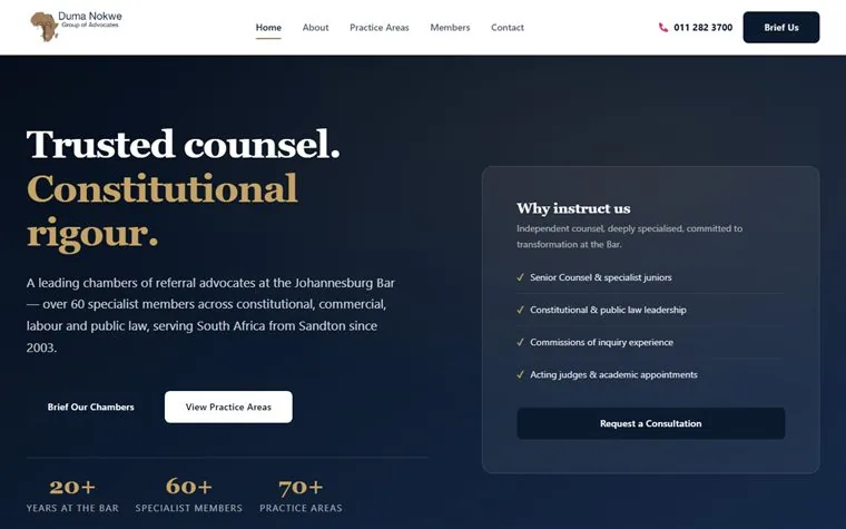 Duma Nokwe Group of Advocates website mockup