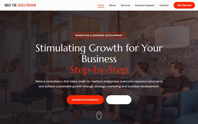 Red Tie Solutions marketing and business development consultancy website