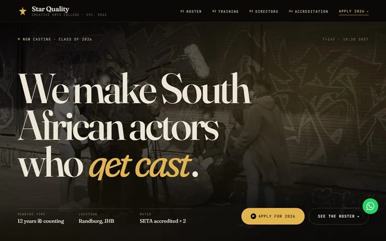 Star Quality talent agency and creative arts college website — Randburg