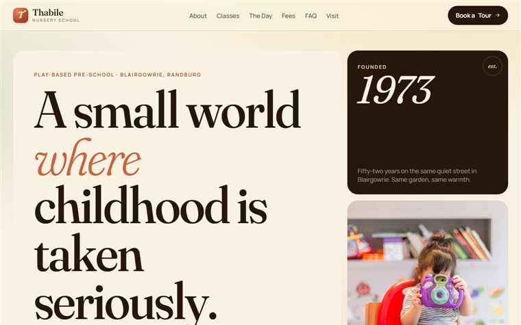Thabile Nursery School editorial website mockup