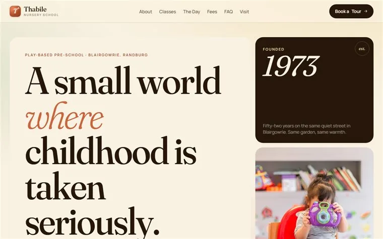 Thabile Nursery School editorial website mockup