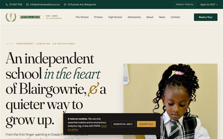 Winners Academy independent Christian school website — Blairgowrie, Johannesburg